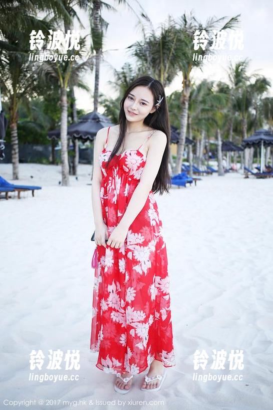 MyGirl美媛馆 - 红裙写真，Ellie艾栗栗在流动的色彩里，有种说不出的嫣然